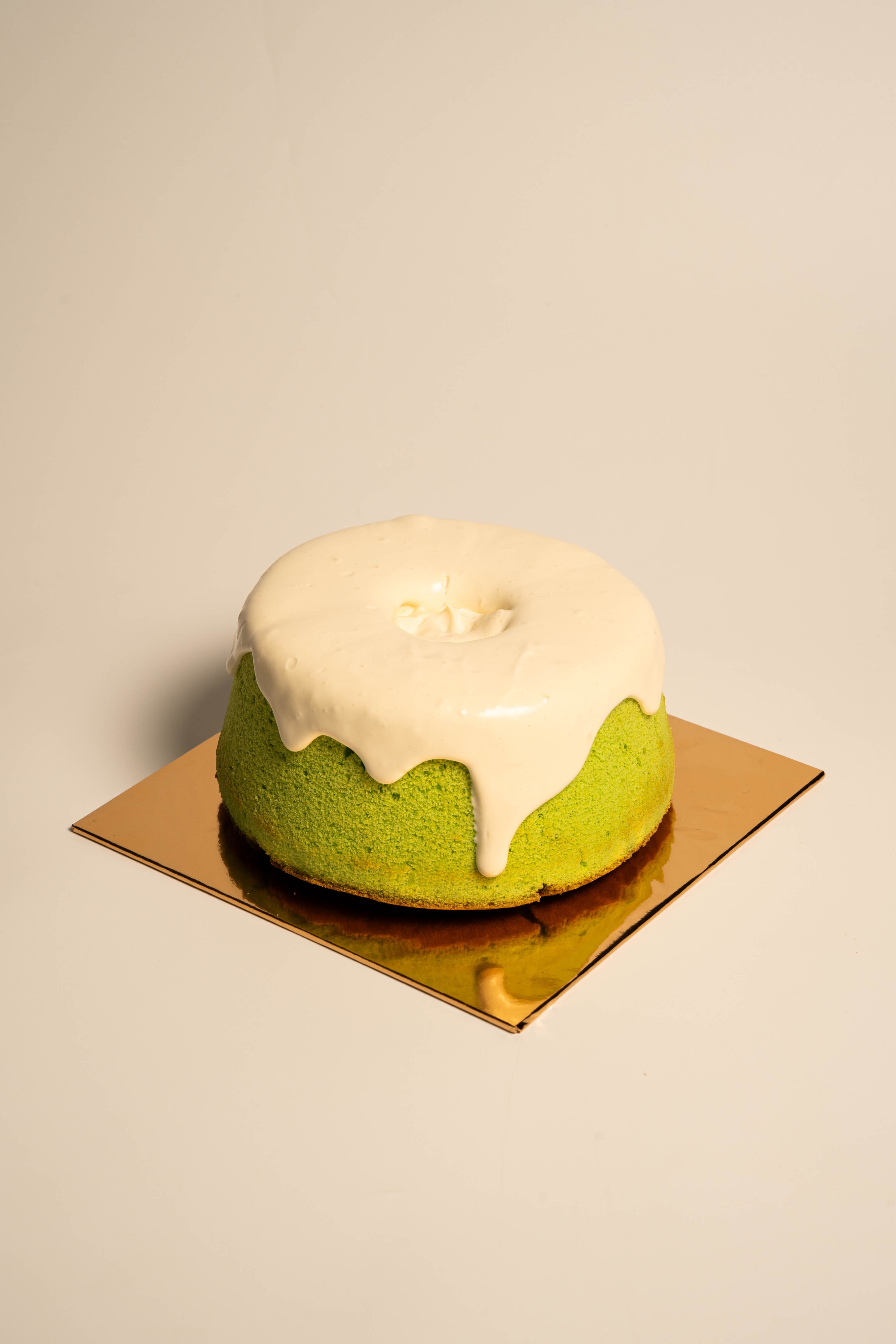 Pandan Chiffon cake with cream filling on top